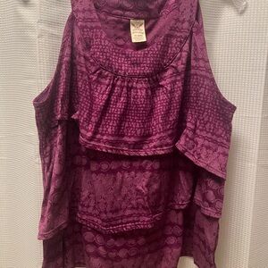 Faded Glory Plum Layered Cold-Shoulder Tank